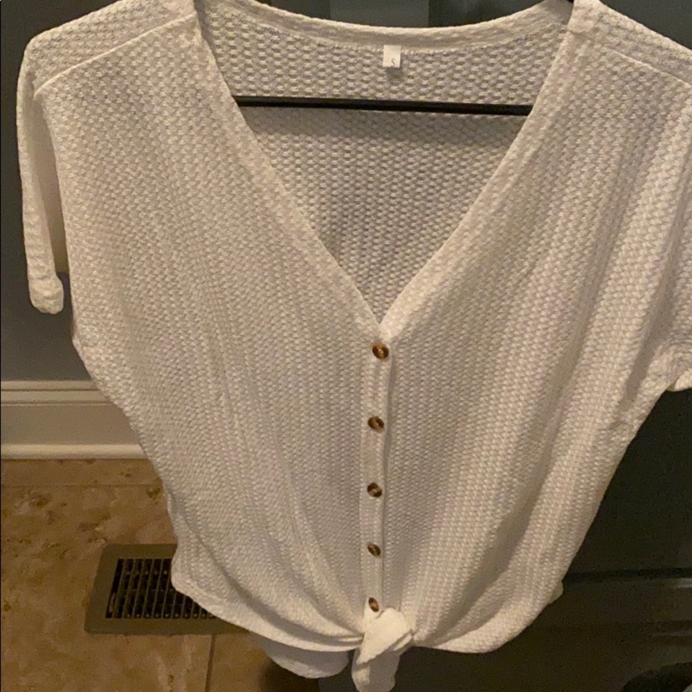Button down tie front shirt